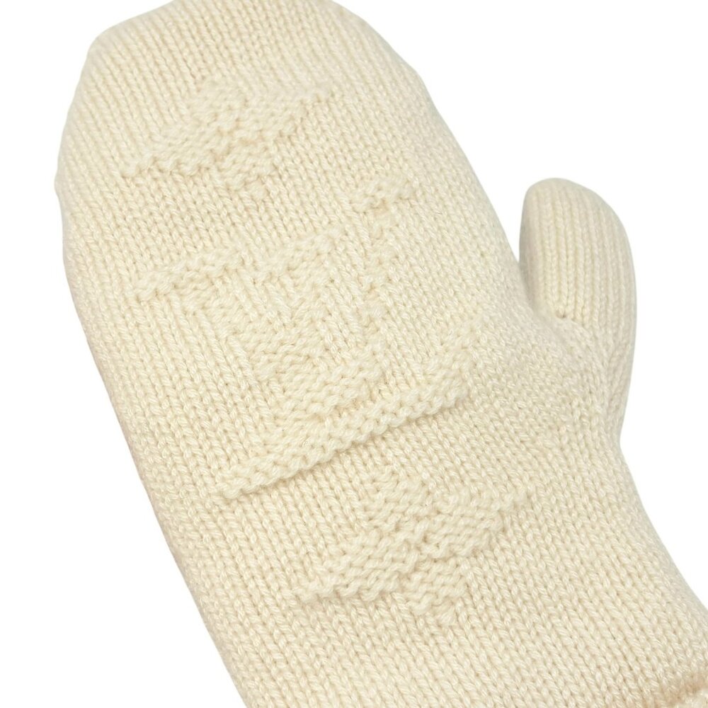 LOUIS VUITTON Vintage LV Logo Knit Gloves Mink Pompons  Cream Cashmere [103888] - Picture 6 of 10